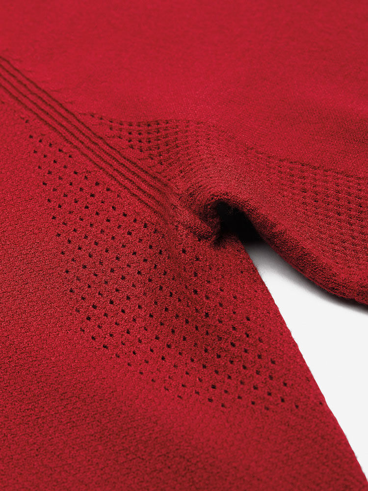 3D Knit Mock | Sun Day Red